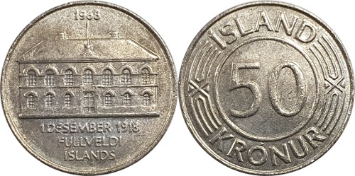 아이슬란드 1968년(독립 50주년 기념) 50 크로나