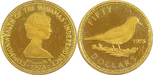 바하마 1975년 50 달러 금화 - 미사용