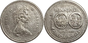 캐나다 1974년 1 달러(위니펙주 100주년 기념)
