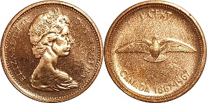 캐나다 1967년 1 센트(캐나다 100주년 기념) - 미사용