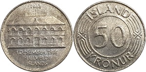 아이슬란드 1968년(독립 50주년 기념) 50 크로나