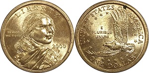 미국 2000년(P) 사카가위아 1 달러