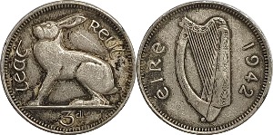 아일랜드 1942년 ½ Reul(3 Pingine)