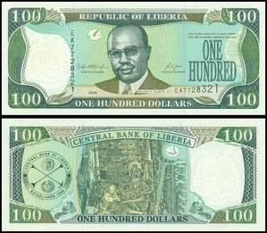 라이베리아 2008년 100 달러 - 미사용