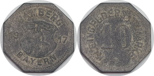 독일(Bamberg) 1917년 10 Pfennig 놋겔드