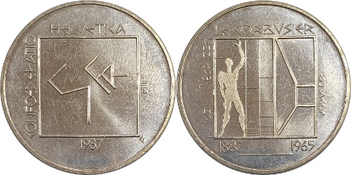 스위스 1987년 5 프랑(르 코르뷔지에 탄생100주년 기념) - 준미