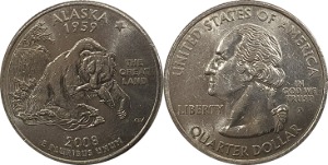 미국 주성립50주년 기념 쿼터달러 - 알래스카(2008년, P)