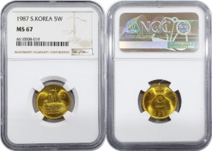 한국은행 1987년 5원 - NGC MS 67등급