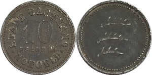 독일(Backnang) 1918년 10 Pfennig 놋겔드