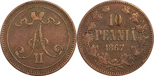 핀란드 1867년 10 페니아