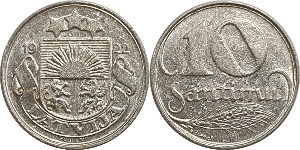 라트비아 1922년 10 Santimu - 준미