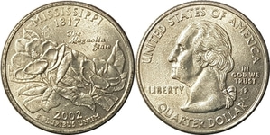 미국 주성립50주년 기념 쿼터달러 - 미시시피(2002년, P)