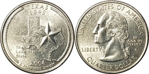 미국 주성립50주년 기념 쿼터달러 - 텍사스(2004년, P)