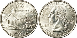 미국 주성립50주년 기념 쿼터달러 - 아이오와(2004년, D)