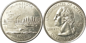 미국 주성립50주년 기념 쿼터달러 - 미네소타(2005년, D)