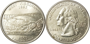미국 주성립50주년 기념 쿼터달러 - 서버지니아(2005년, D)