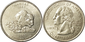 미국 주성립50주년 기념 쿼터달러 - 켄사스(2005년, P)