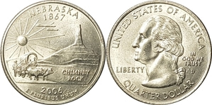 미국 주성립50주년 기념 쿼터달러 - 네브래스카(2006년, D)