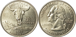 미국 주성립50주년 기념 쿼터달러 - 몬타나(2007년, P)