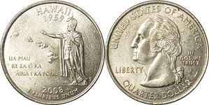 미국 주성립50주년 기념 쿼터달러 - 하와이(2008년, P)