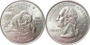 미국 주성립50주년 기념 쿼터달러 - 알래스카(2008년, D)